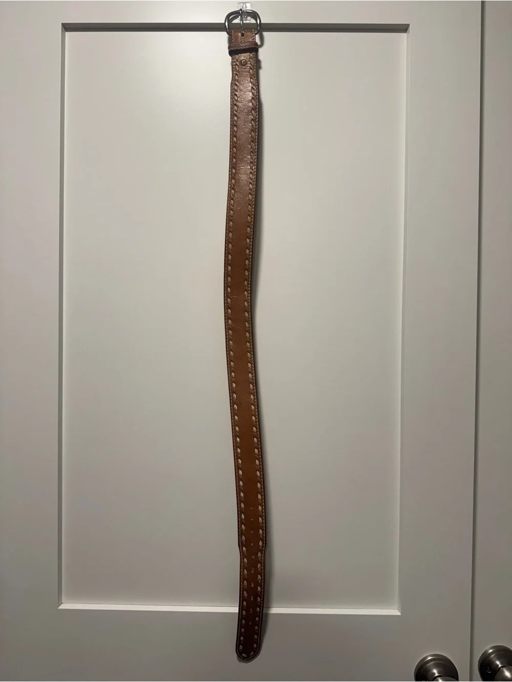 Vintage Hand Laced Top Grain Saddle Leather Buckstitch Belt Watertown SO DAK 34”